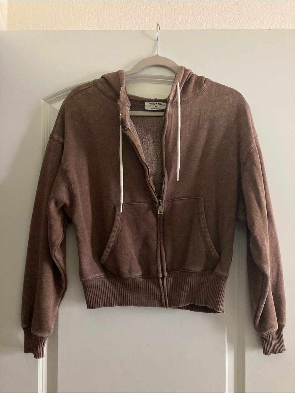 Zenana Outfitters Brown Zip-Up Hoodie Jacket